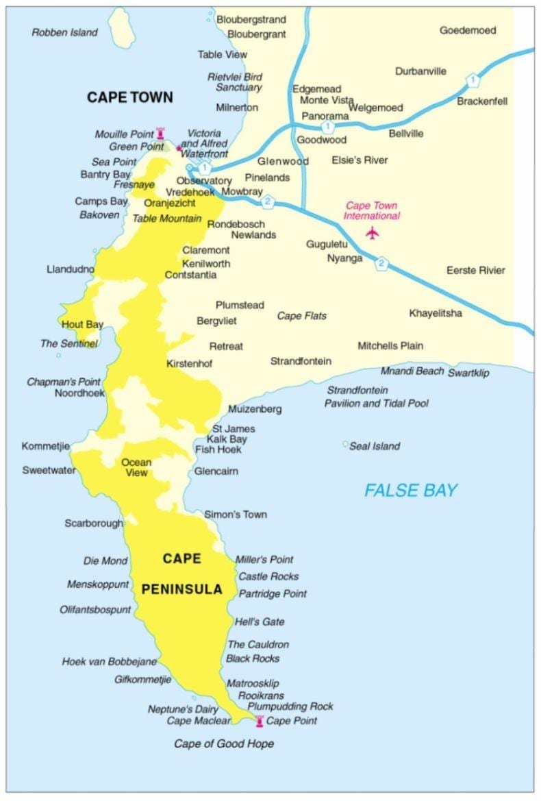 Cape town yarımadasının xəritə