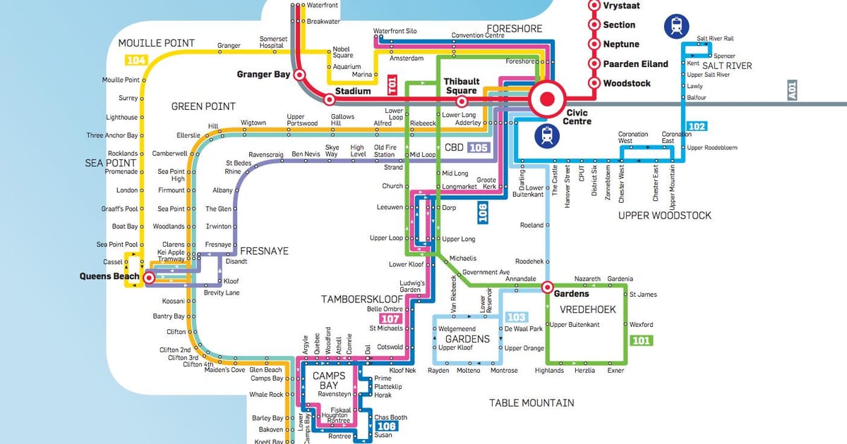 Cape town avtobus xəritə