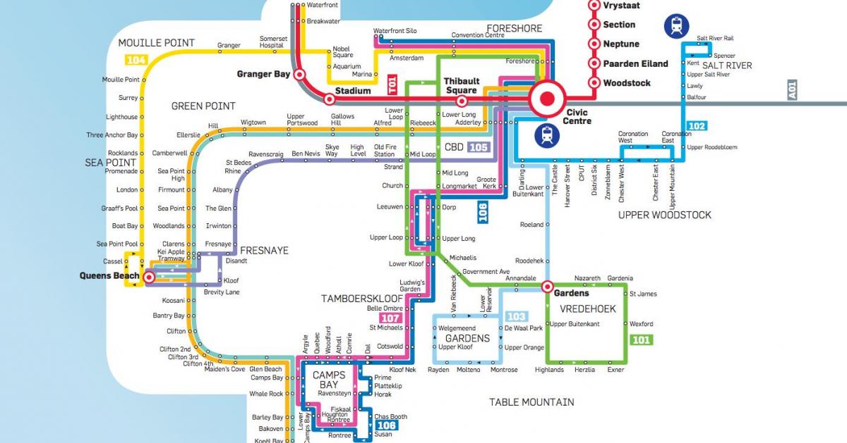 Cape town avtobus xəritə